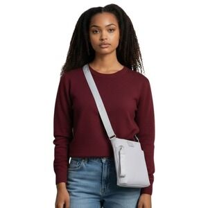 NWT Nautica Diver Nylon Crossbody Bag,‎ Ice Gray, Adjustable Strap, Everyday